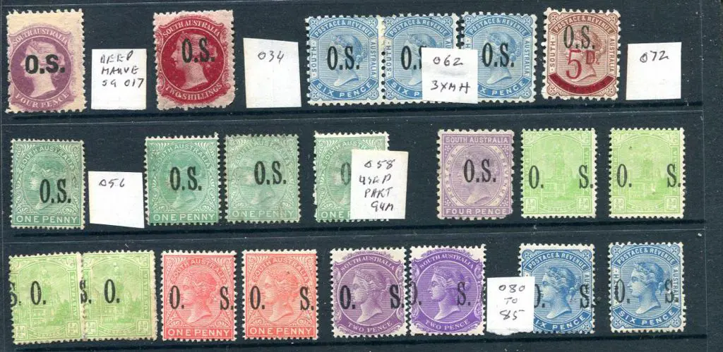 South Australia Small selection of MUH/MLH "OS" ... Image 1++