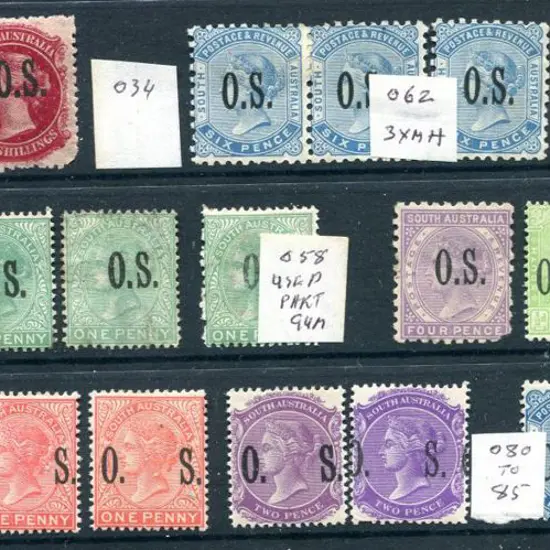 South Australia Small selection of MUH/MLH "OS" ...