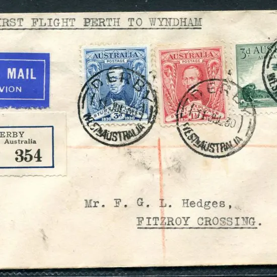 1930 (11th July) First Flight Derby to Fitzroy ...