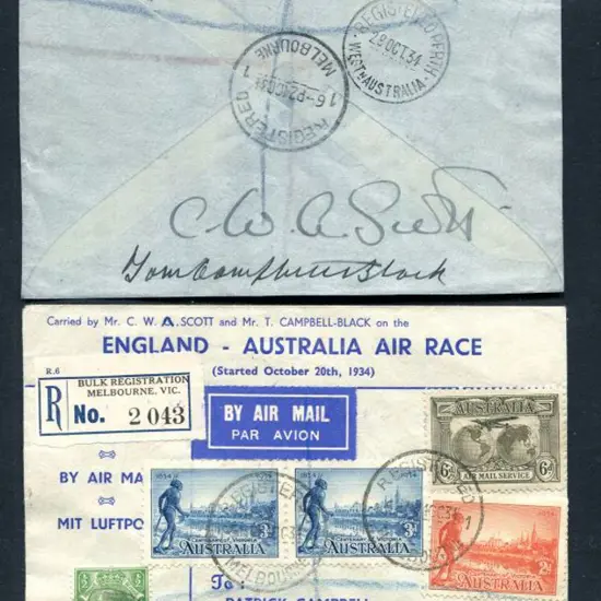 1934 (20th Oct) MacRobertson Air Race - Scott & ...