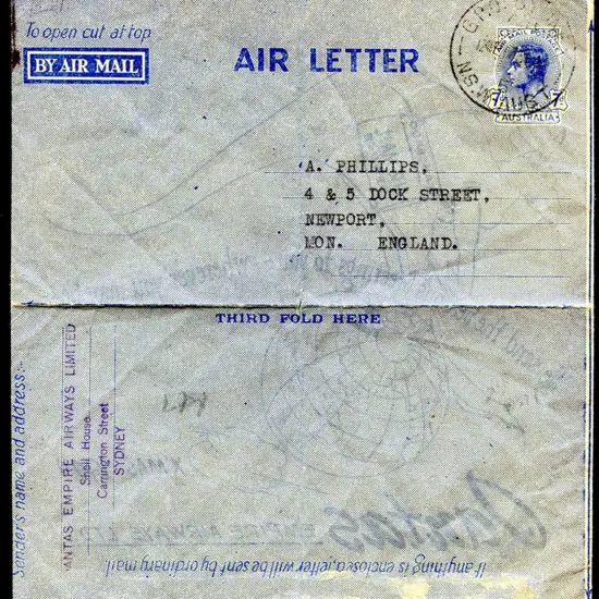 1944 (13th Dec) Australia to England Qantas ...