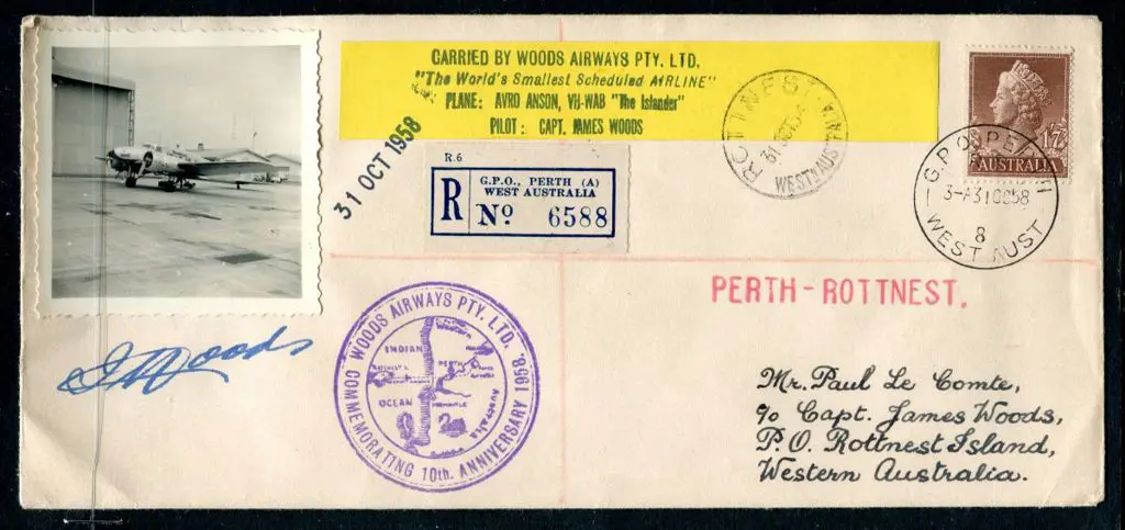 1958 (31st Oct) Rottnest to Perth flight by Woods ... Image 1++