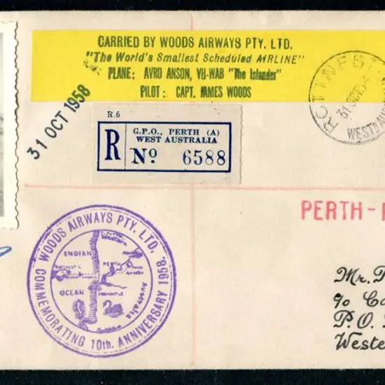 1958 (31st Oct) Rottnest to Perth flight by Woods ...