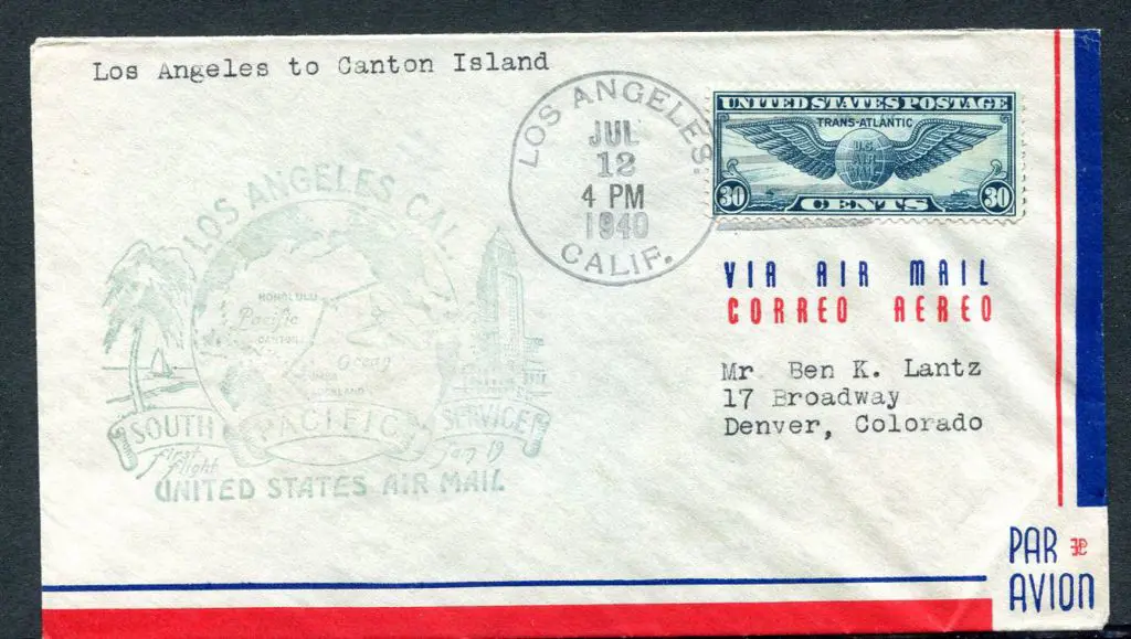 USA 1940 (12th July) as above but cachet in green. ... Image 1++