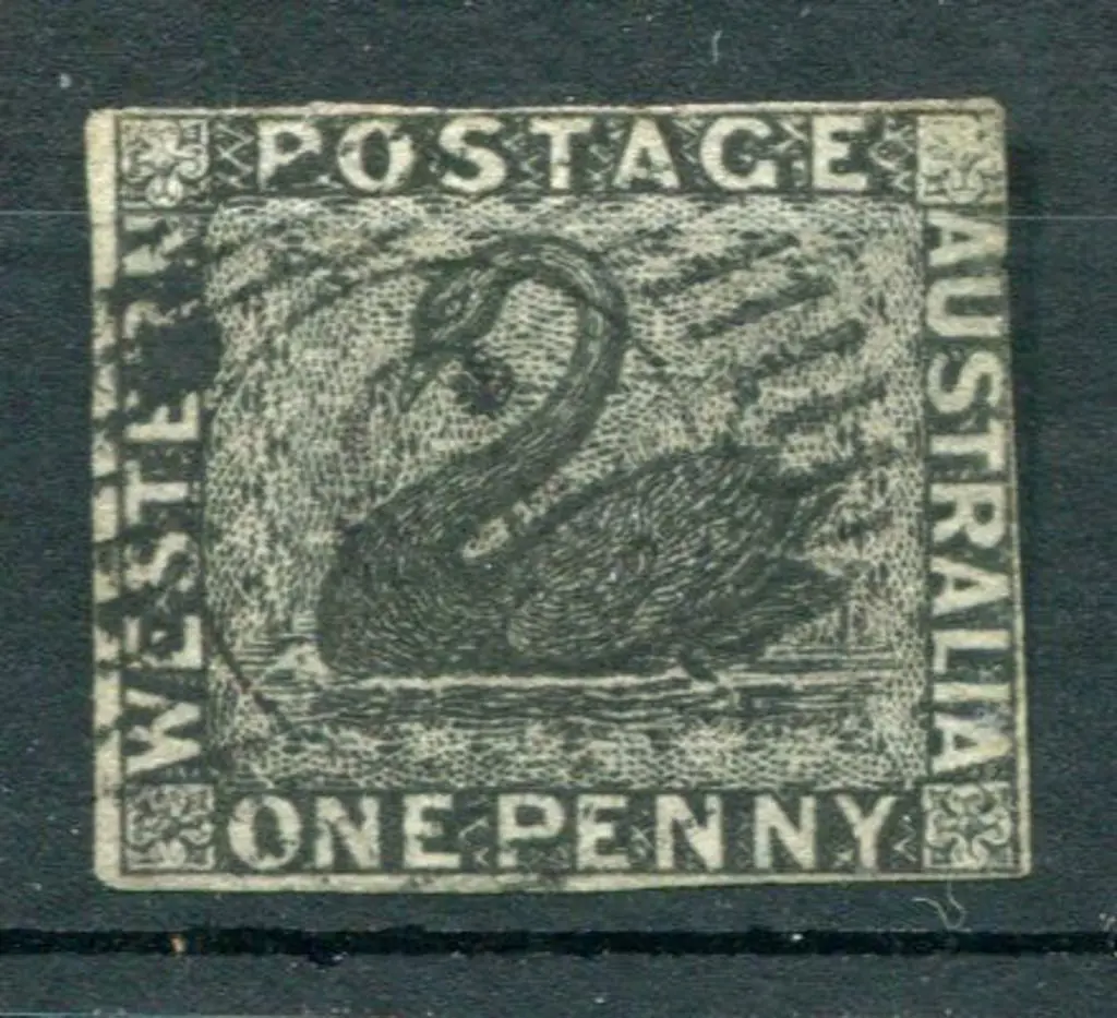 1854 1d black. 3 close margins with right margin ... Image 1++