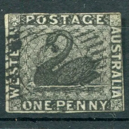 1854 1d black. 3 close margins with right margin ...