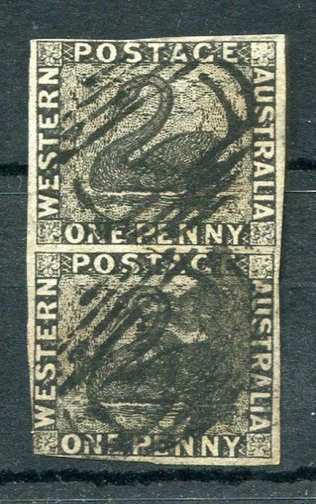 1854 1d black vertical pair with uneven close to ... Image 1++