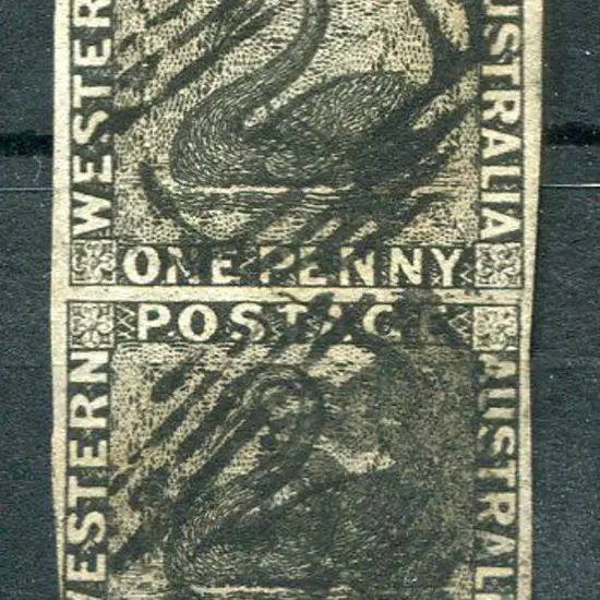 1854 1d black vertical pair with uneven close to ...