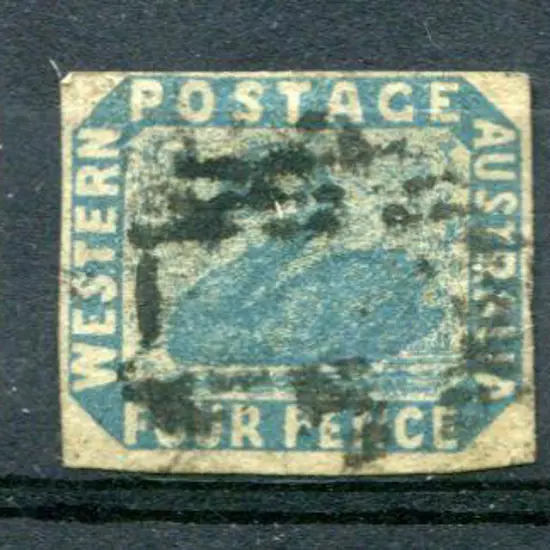 1854/55 1d black, 4d deep dull blue & 1/- pale ...