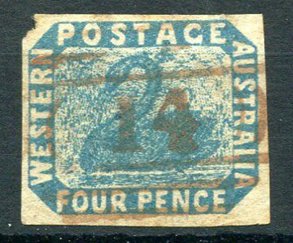 1854 4d blue fine used by void grid "14" in red. ... Image 1++