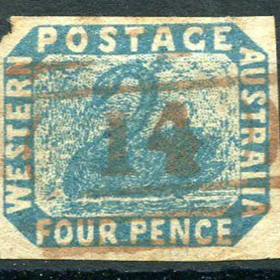 1854 4d blue fine used by void grid "14" in red. ...