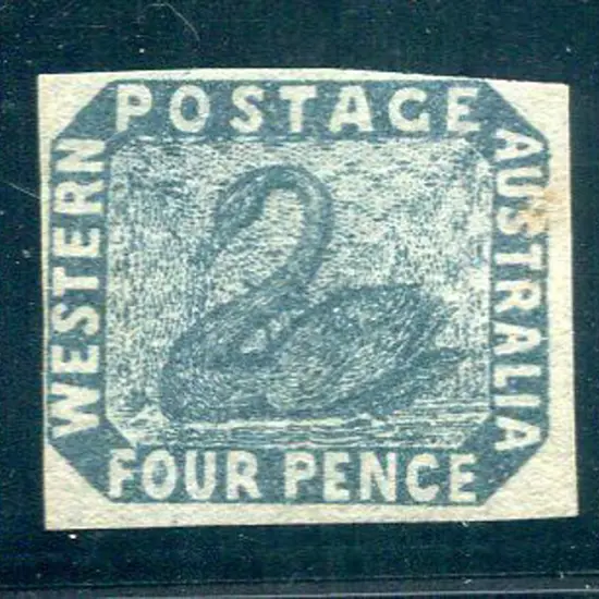 1855 4d slate-blue. Generous margins at base & ...