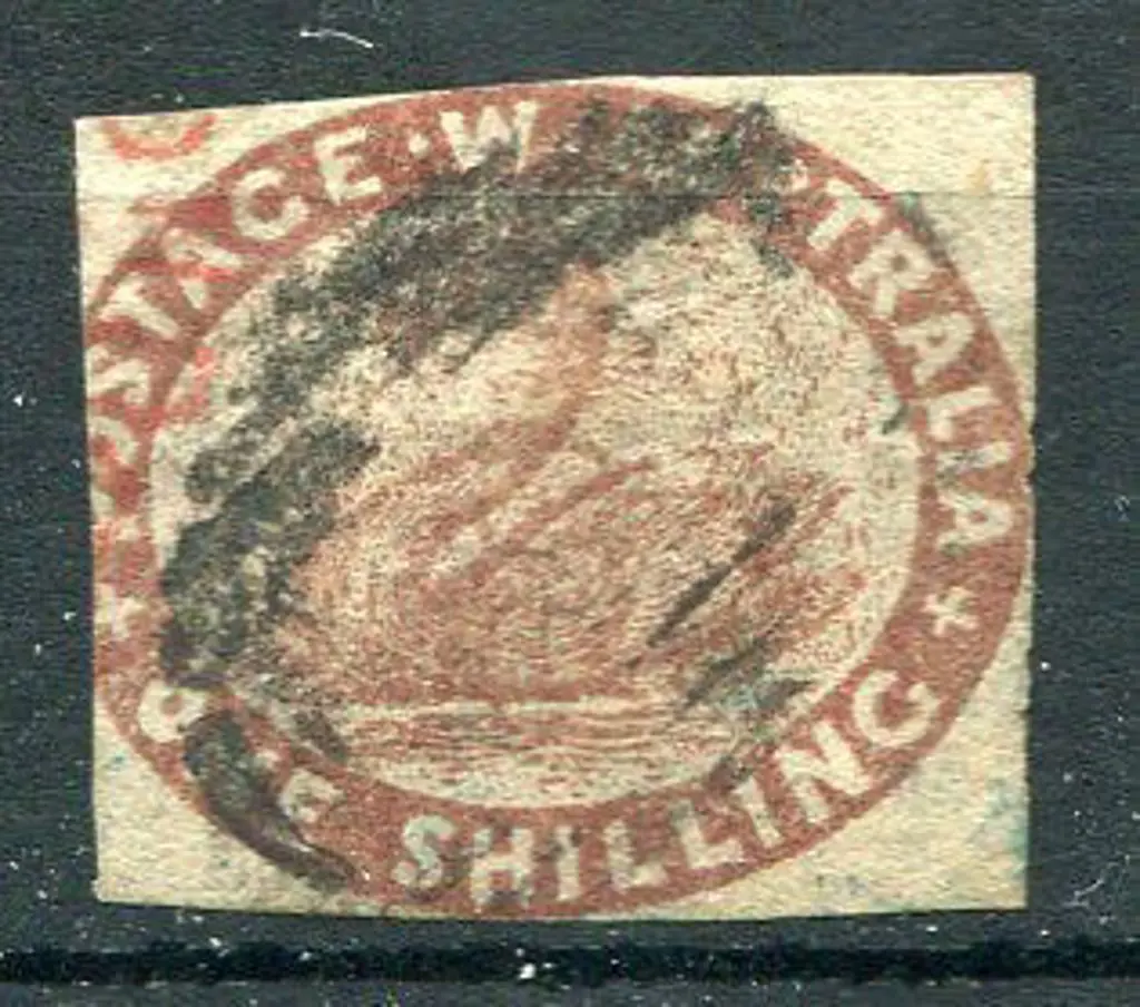 1854 1/- deep red-brown cut into at left with just ... Image 1++