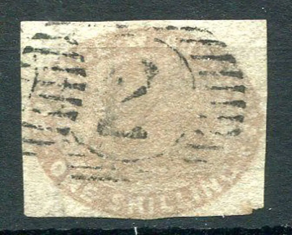 1855 1/- pale brown, 3 clear margins with the 4th ... Image 1++
