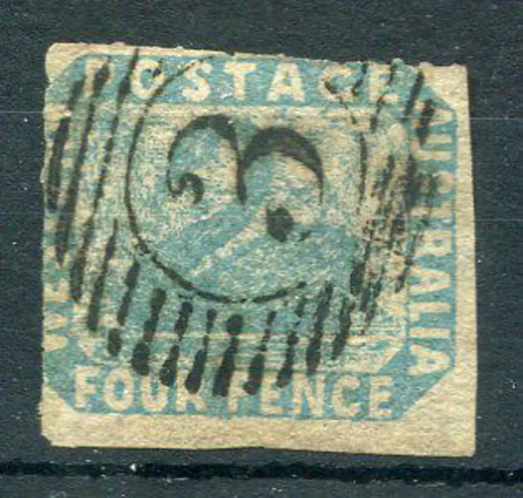 1854 4d pale blue rouletted at top & left side. ... Image 1++
