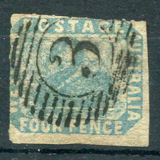 1854 4d pale blue rouletted at top & left side. ...
