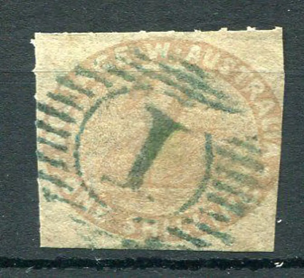 1855 1/- pale brown rouletted top & left otherwise ... Image 1++