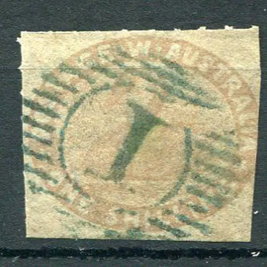 1855 1/- pale brown rouletted top & left otherwise ...