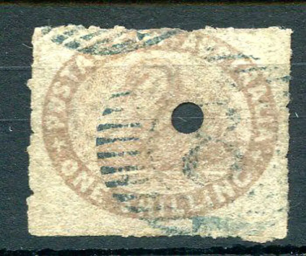 1855 1/- pale brown with roulette or partial ... Image 1++