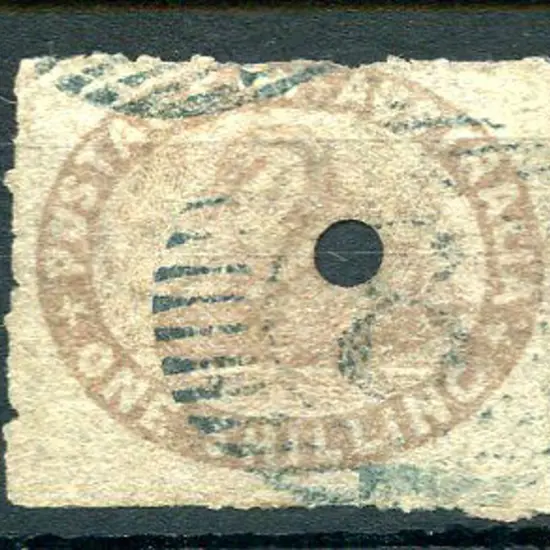 1855 1/- pale brown with roulette or partial ...