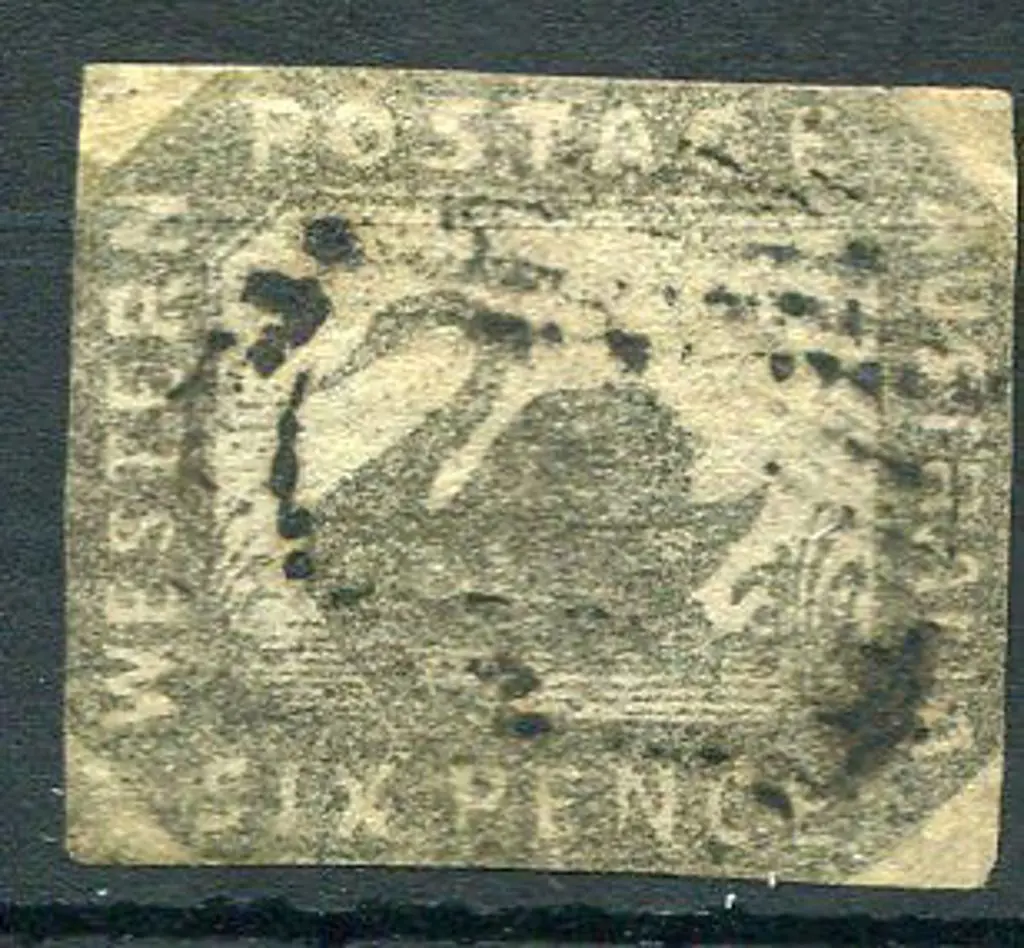 1857 6d golden bronze cut square just touching the ... Image 1++