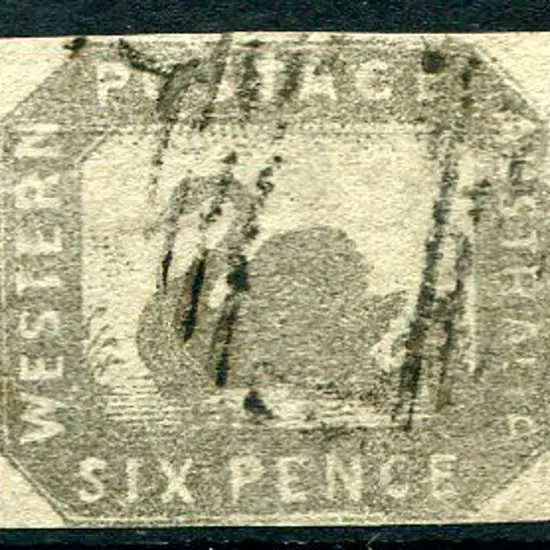 1857 6d black-bronze with 4 clear even margins. ...