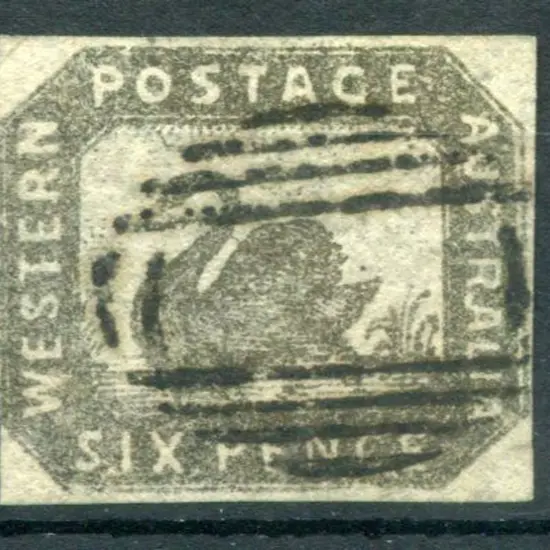 1857 6d black-bronze. Superb 4 margin example with ...