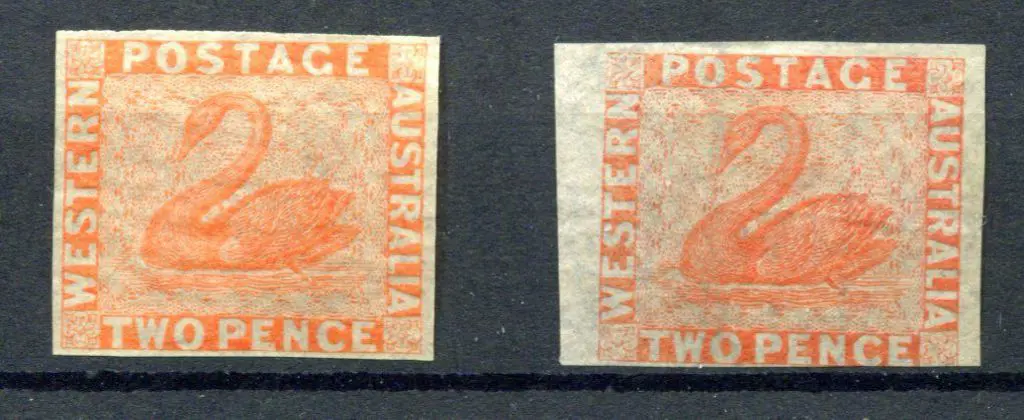 1860 2d orange, mint without gum & 4 clear even ... Image 1++