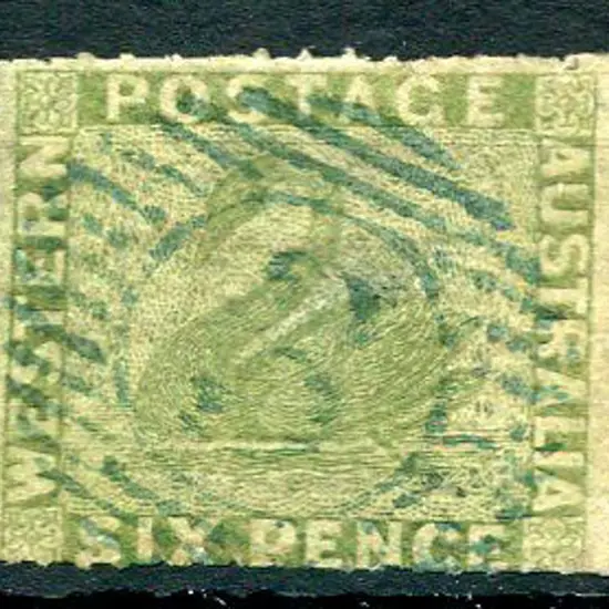 1861 6d sage-green rouletted all 4 sides. Fine ...