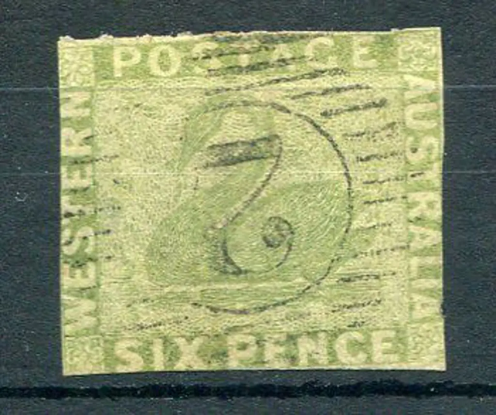 1860 6d sage-green rouletted top margin with ... Image 1++