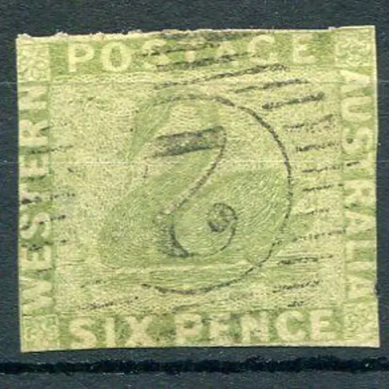 1860 6d sage-green rouletted top margin with ...