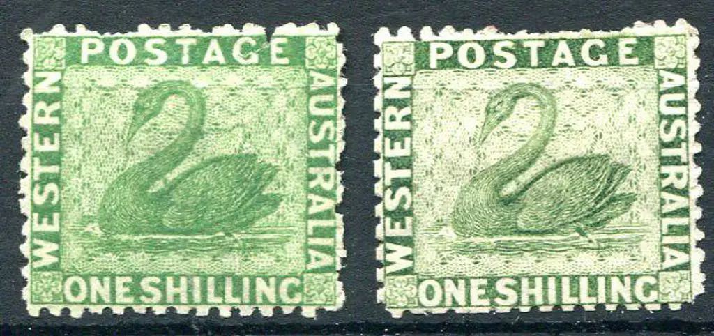 1865/68 1/- bright green MH & 1/- sage-green ... Image 1++