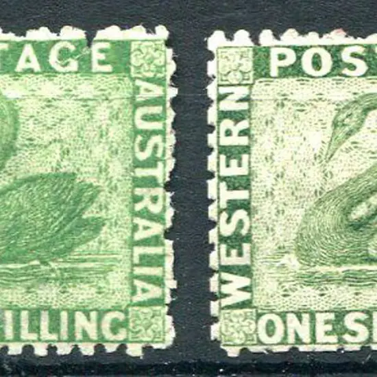 1865/68 1/- bright green MH & 1/- sage-green ...