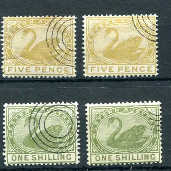 1882/93 ½d green (MH crease), 5d bistre in 2 ...