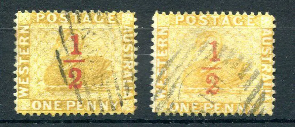 1884 ½d on 1d yellow-ochre, perf. 14 with "thick ... Image 1++