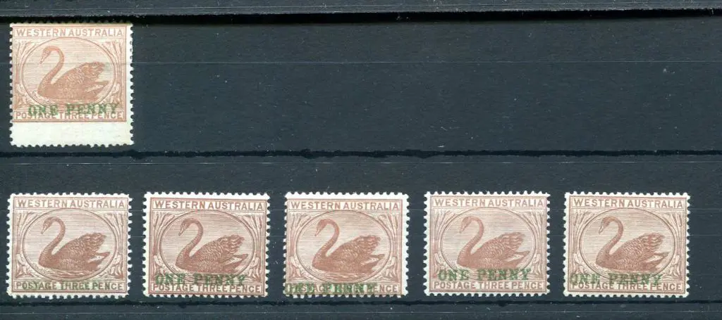 1893 “ONE PENNY” surcharge in green on 3d pale ... Image 1++