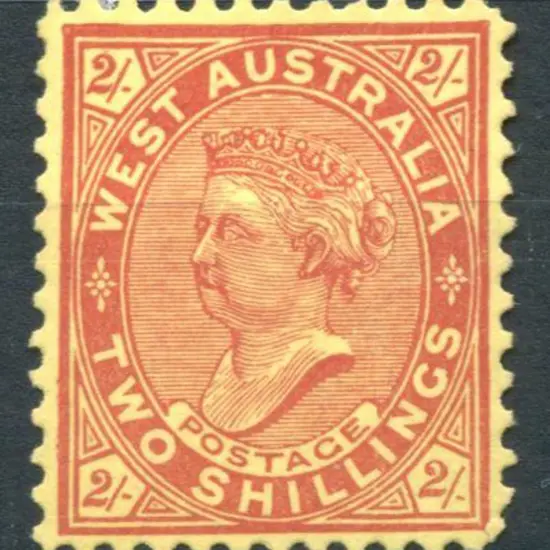 1902 2/- bright red/yellow. MH with almost full ...
