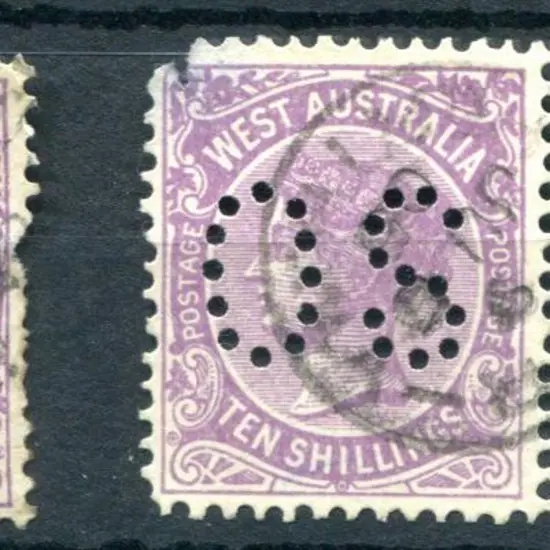 1902 10/- deep mauve perfined "OS" used single ...