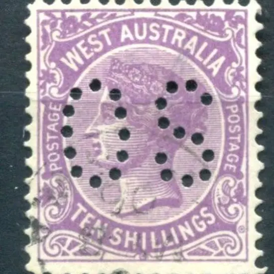 1902 10/- deep mauve perfined "OS", V & Crown wmk, ...