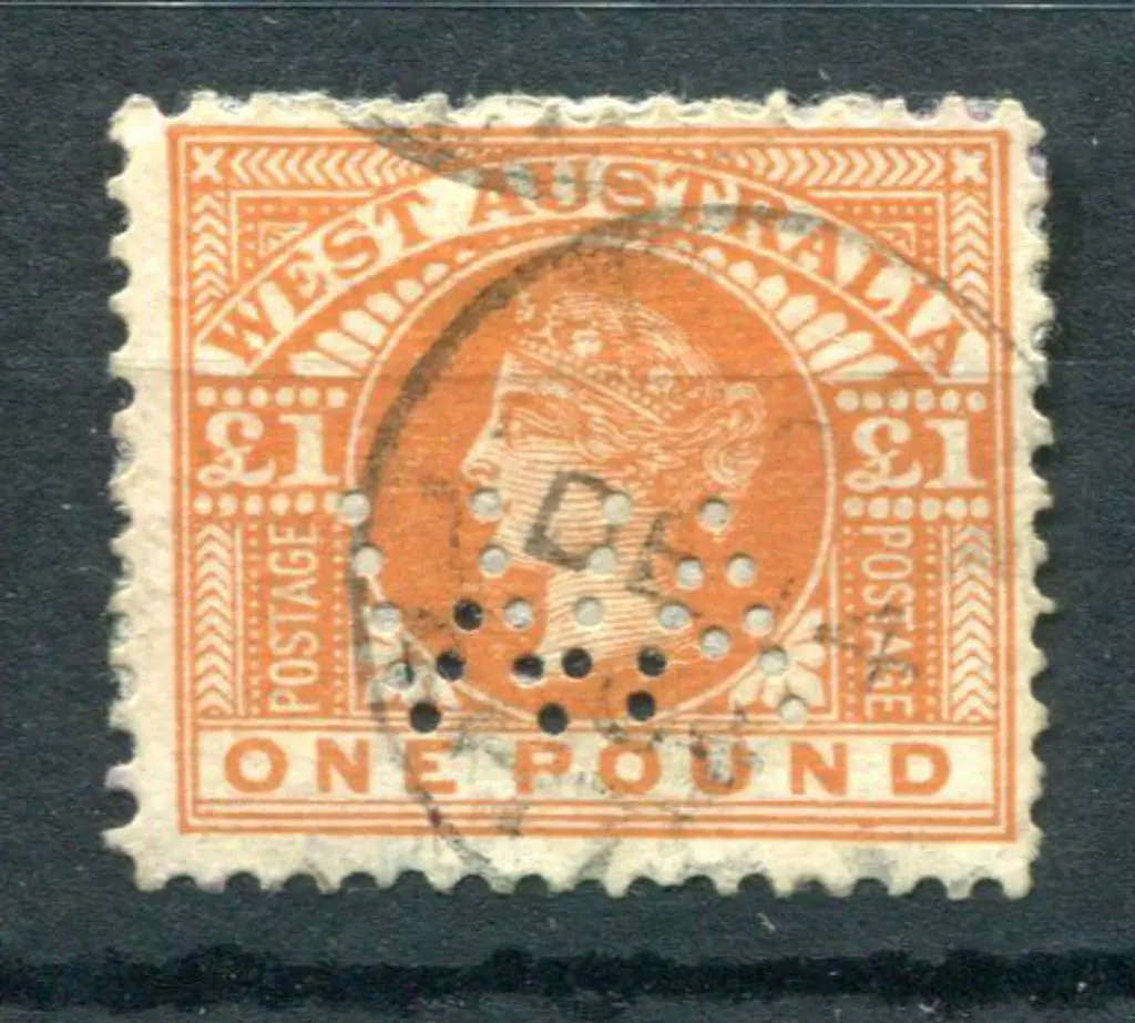 1902 £1 orange-brown perfined "WA" horizontally. ... Image 1++