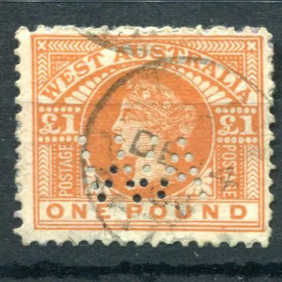 1902 £1 orange-brown perfined "WA" horizontally. ...