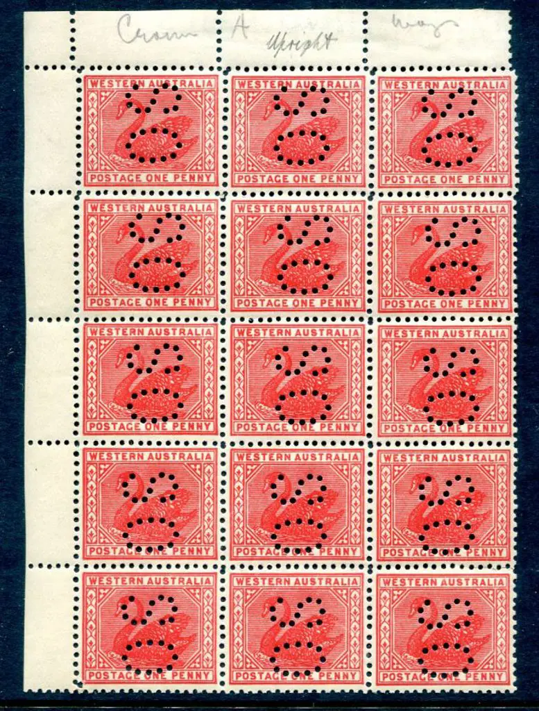 1905 1d rose-red with upright wmk perfined "OS" in ... Image 1++
