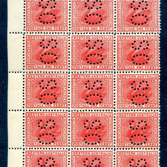 1905 1d rose-red with upright wmk perfined "OS" in ...