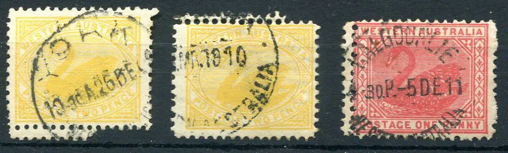 1905 2d yellow with 2 used examples each showing ... Image 1++