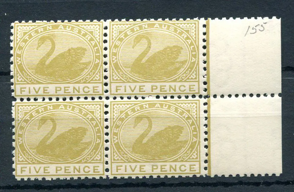 1905 5d pale olive-bistre block of 4. MUH with ... Image 1++