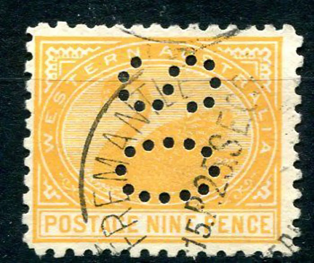 1905 9d orange, perf. 11 perfined "OS". F/U with ... Image 1++