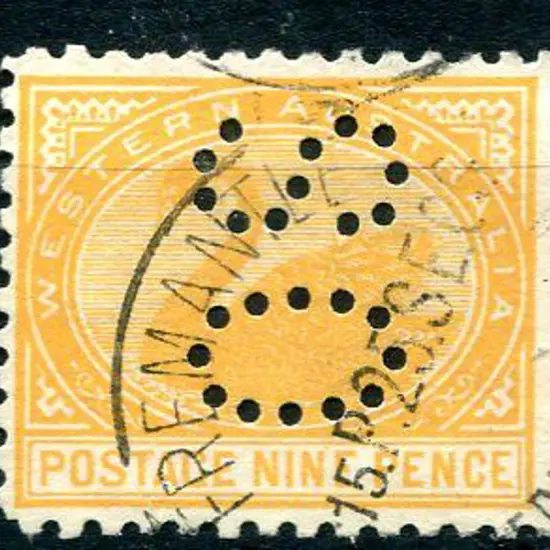 1905 9d orange, perf. 11 perfined "OS". F/U with ...