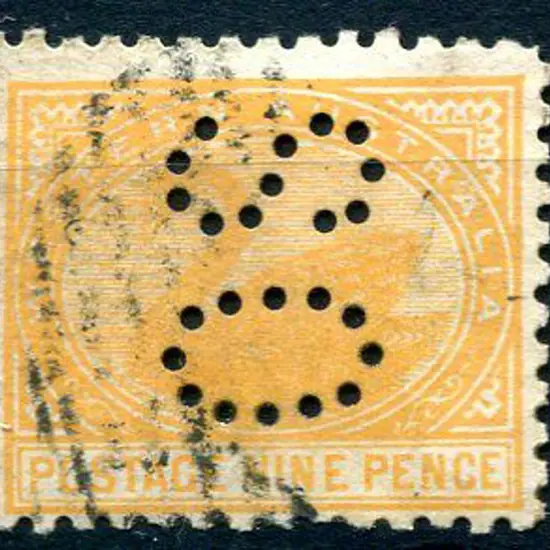 1905 9d orange, perf. 11 perfined "OS". Lightly ...