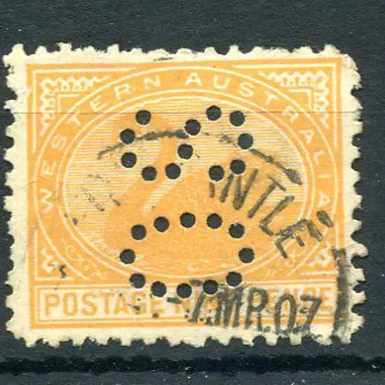 1905 9d orange perfined "OS". Fine used with 1907 ...