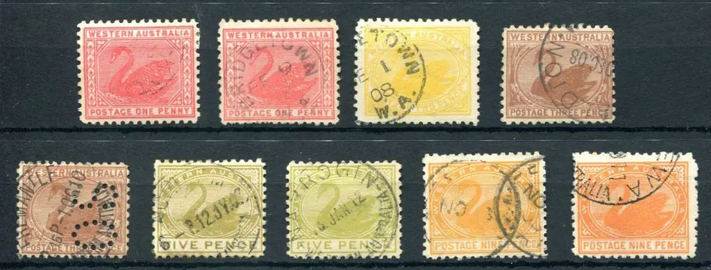 1905/12 1d (2), 2d, 3d (normal & perfined "OS"), ... Image 1++